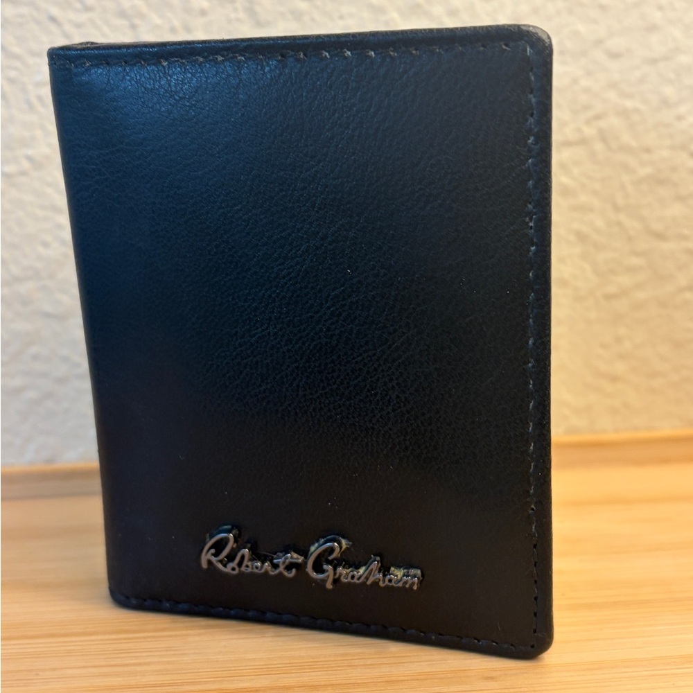 Robert Graham Black Leather Card & Key Holder